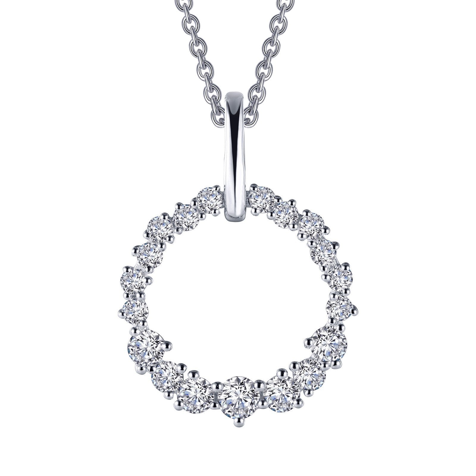 LaFonn Platinum Simulated Diamond N/A NECKLACES Open Circle Pendant Necklace