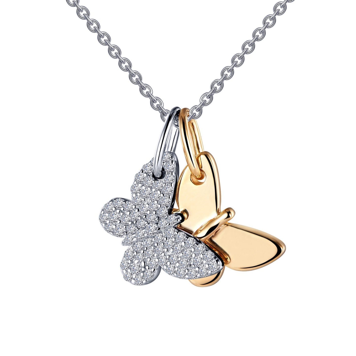 Load image into Gallery viewer, Lafonn Butterfly Shadow Charm Necklace Simulated Diamond NECKLACES Mixed-Color 0.52 CTS Approx. 17.5mm (H) x 13mm (W)
