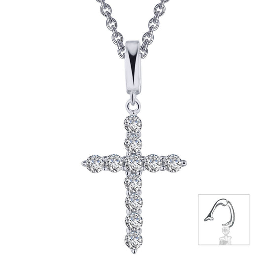 Load image into Gallery viewer, Lafonn 1.87 CTW Cross Pendant Necklace Simulated Diamond NECKLACES Platinum 1.87 CTS Approx. 35.0mm (W) x 21.0mm (H)
