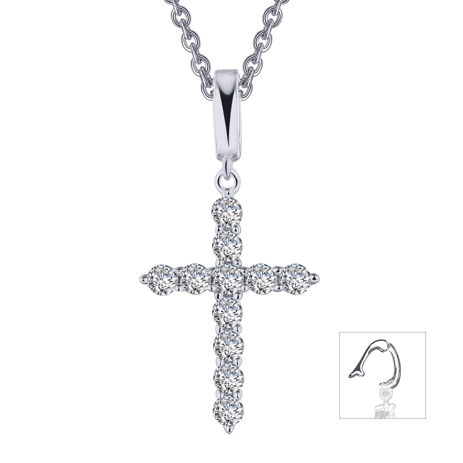 Lafonn 1.87 CTW Cross Pendant Necklace 11 Stone Count P0241CLP20