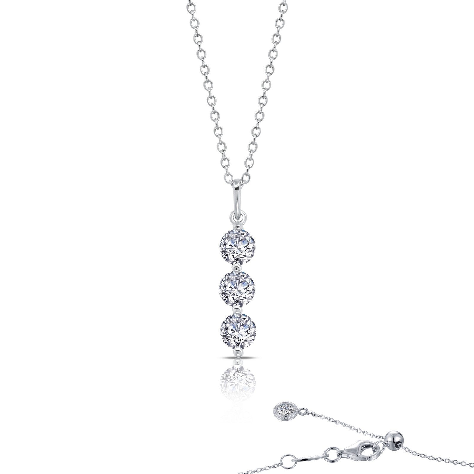 LaFonn Platinum Simulated Diamond N/A NECKLACES Three-Stone Pendant Necklace