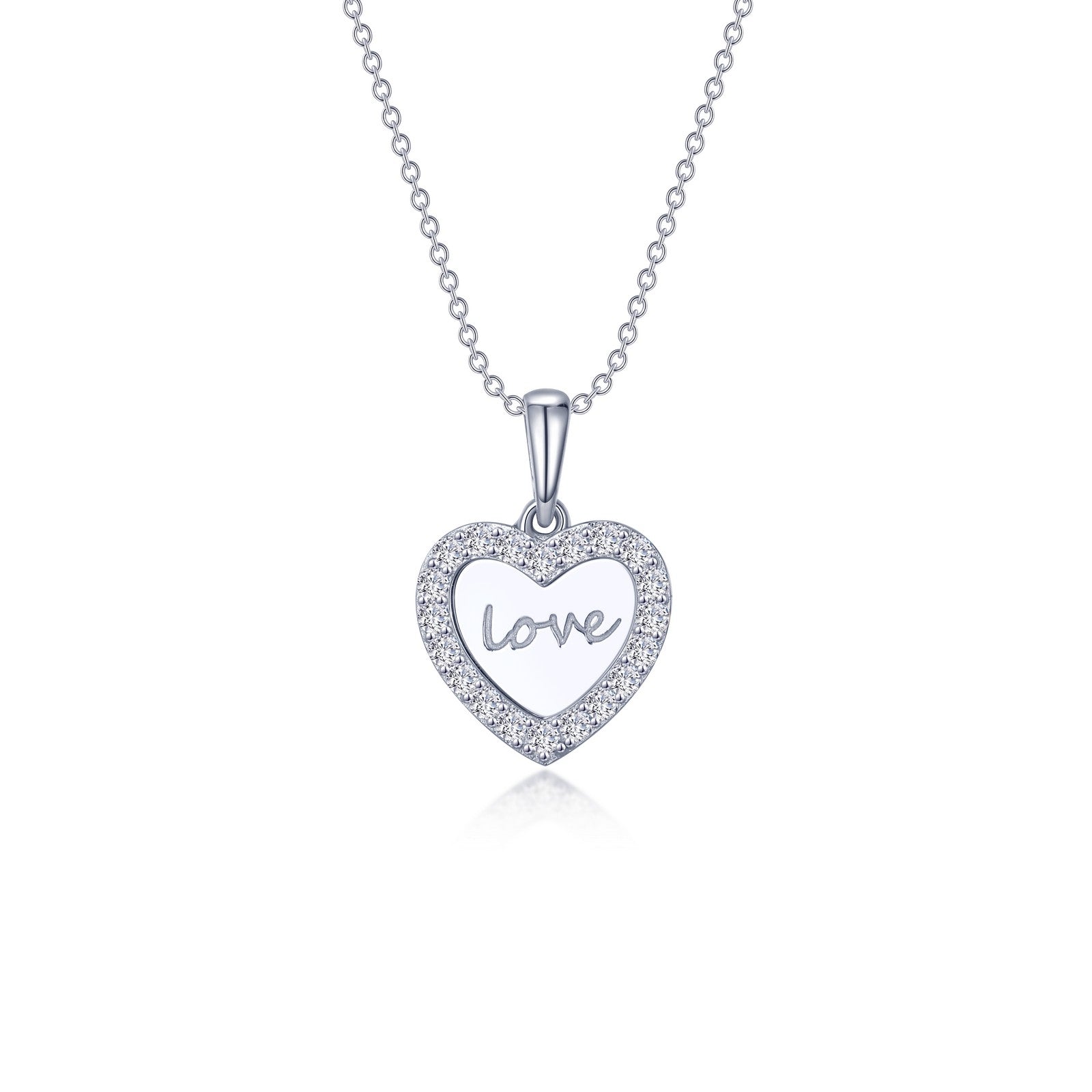 Lafonn Love Heart Necklace 20 Stone Count P0274CLP20