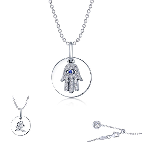 Load image into Gallery viewer, Lafonn Reversible Hamsa Love Necklace 28 Stone Count P0276CSP20
