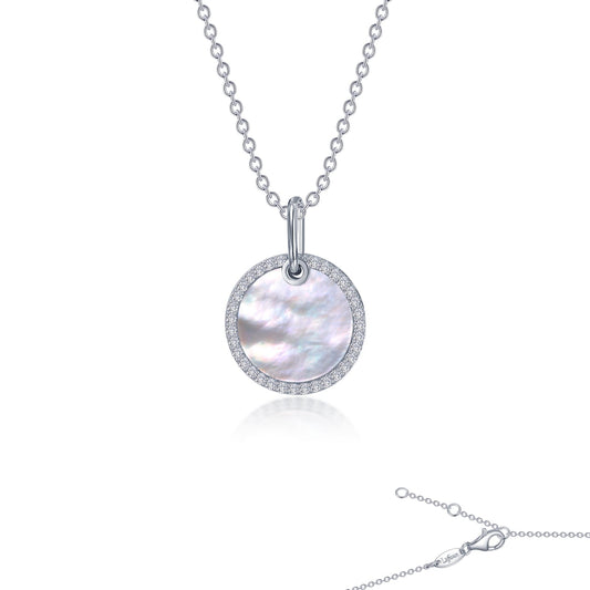 Lafonn Mother-of-Pearl Disc Necklace 59 Stone Count P0280PLP20