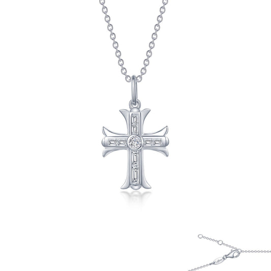 Lafonn 0.90 CTW Cross Pendant Necklace 15 Stone Count P0282CLP20