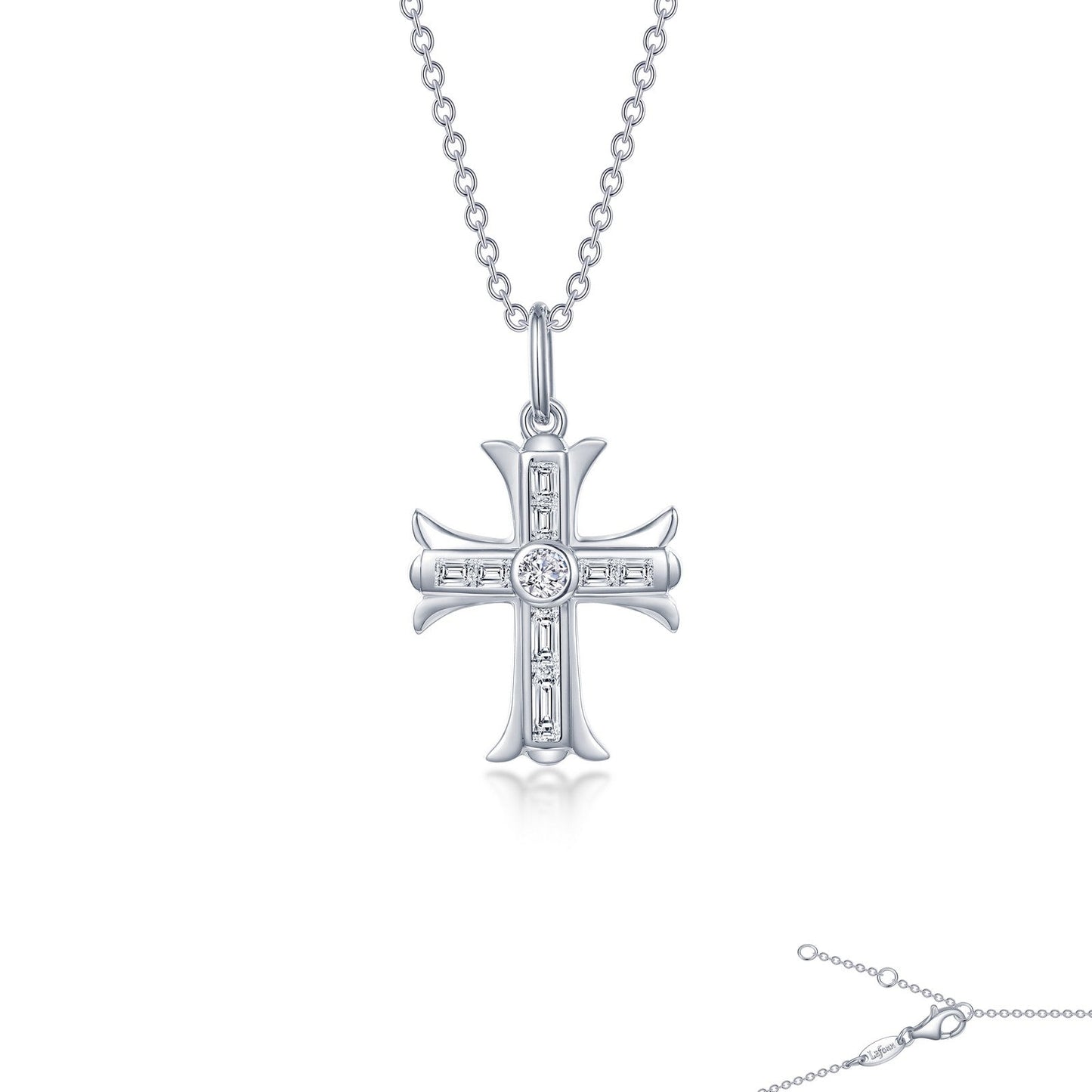 Load image into Gallery viewer, Lafonn 0.90 CTW Cross Pendant Necklace 15 Stone Count P0282CLP20
