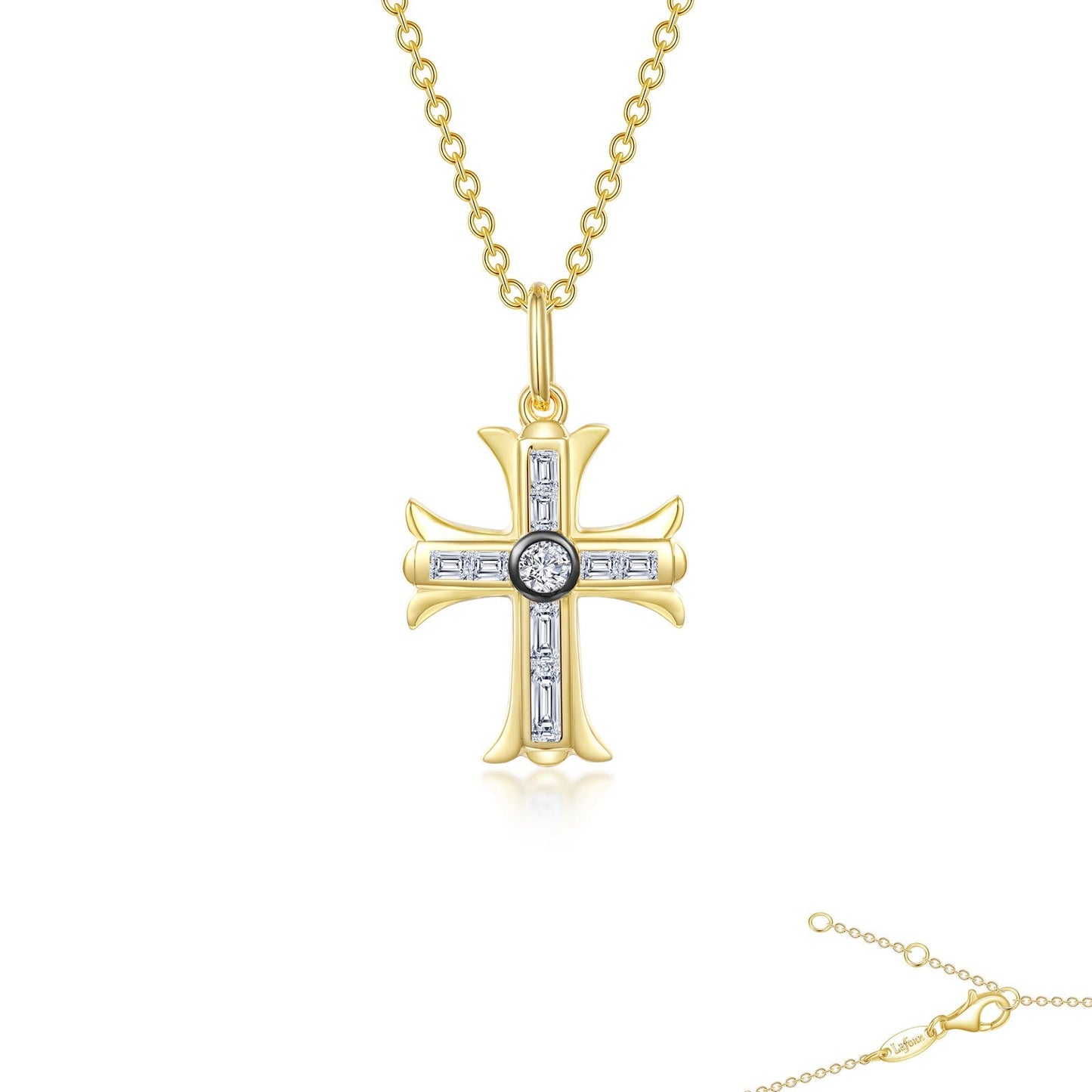 Lafonn 0.90 CTW Cross Pendant Necklace 15 Stone Count P0282CLT20