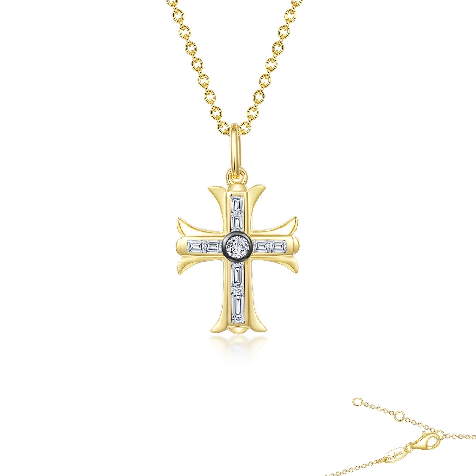 Lafonn 0.90 CTW Cross Pendant Necklace 15 Stone Count P0282CLT20