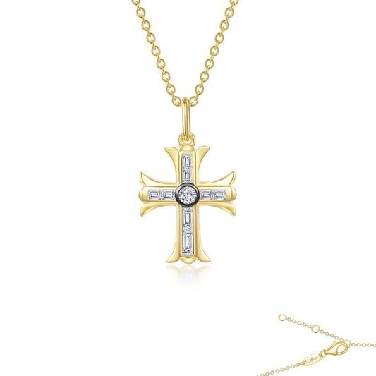 Lafonn 0.90 CTW Cross Pendant Necklace 15 Stone Count P0282CLT20