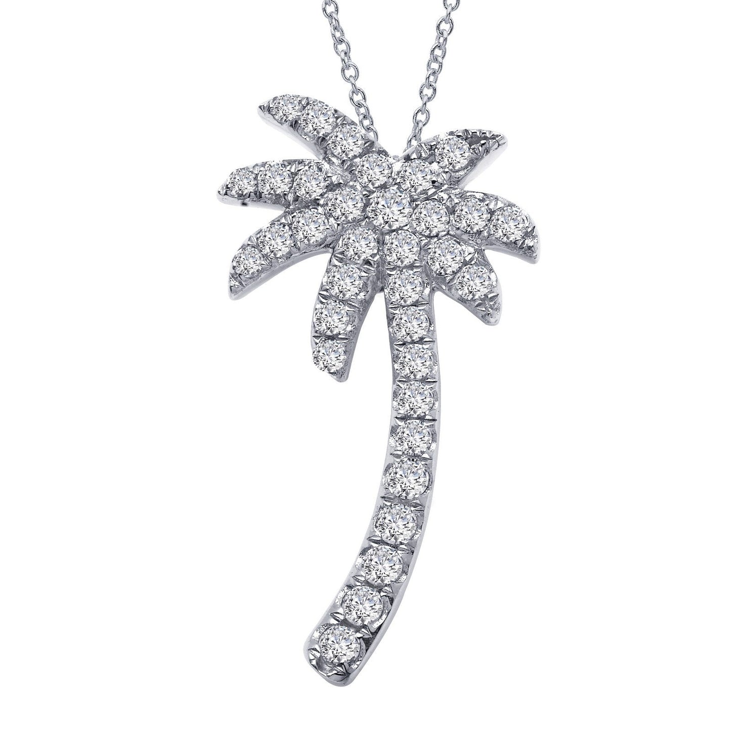 Lafonn Palm Tree Pendant Necklace Simulated Diamond NECKLACES Platinum 0.34 CTS 