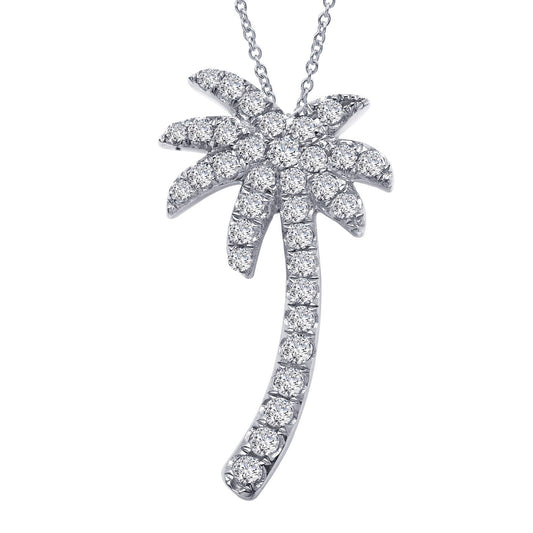 LaFonn Platinum Simulated Diamond N/A NECKLACES Palm Tree Pendant Necklace