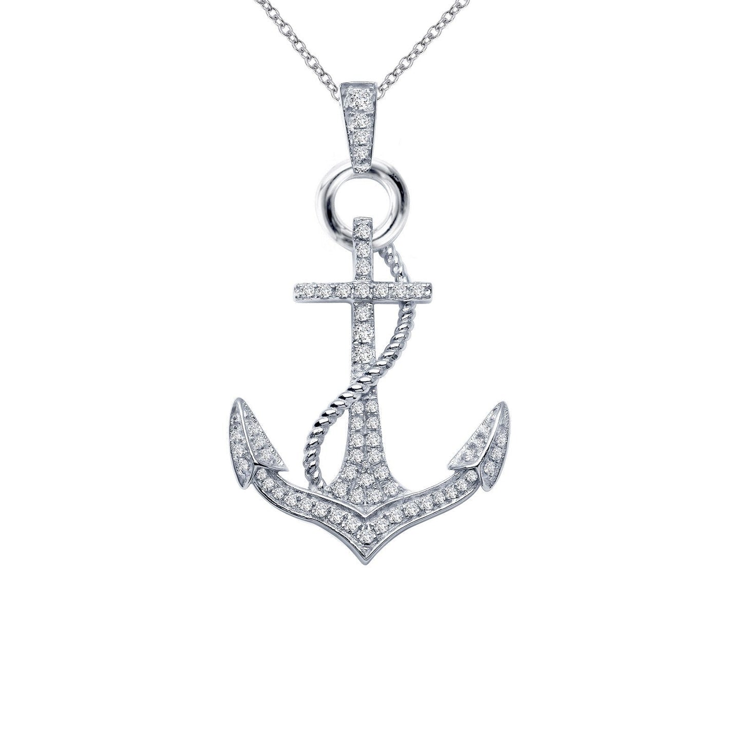 Load image into Gallery viewer, LaFonn Platinum Simulated Diamond N/A NECKLACES Anchor Pendant Necklace
