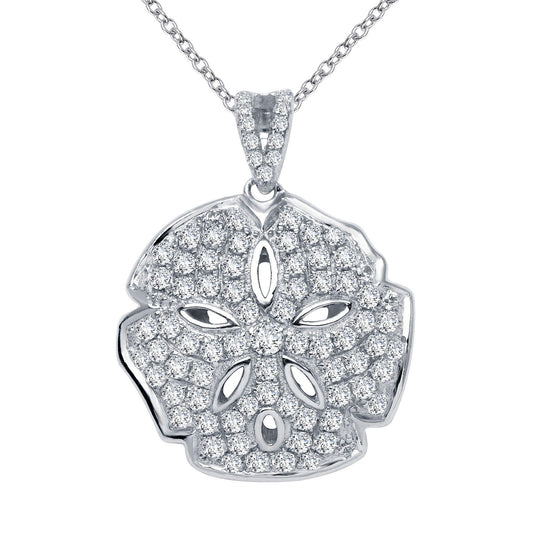 LaFonn Platinum Simulated Diamond N/A NECKLACES Sand Dollar Pendant Necklace