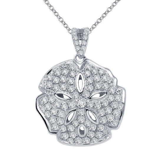 Load image into Gallery viewer, LaFonn Platinum Simulated Diamond N/A NECKLACES Sand Dollar Pendant Necklace
