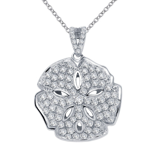 Lafonn Sand Dollar Pendant Necklace Simulated Diamond NECKLACES Platinum 1.58 CTS 