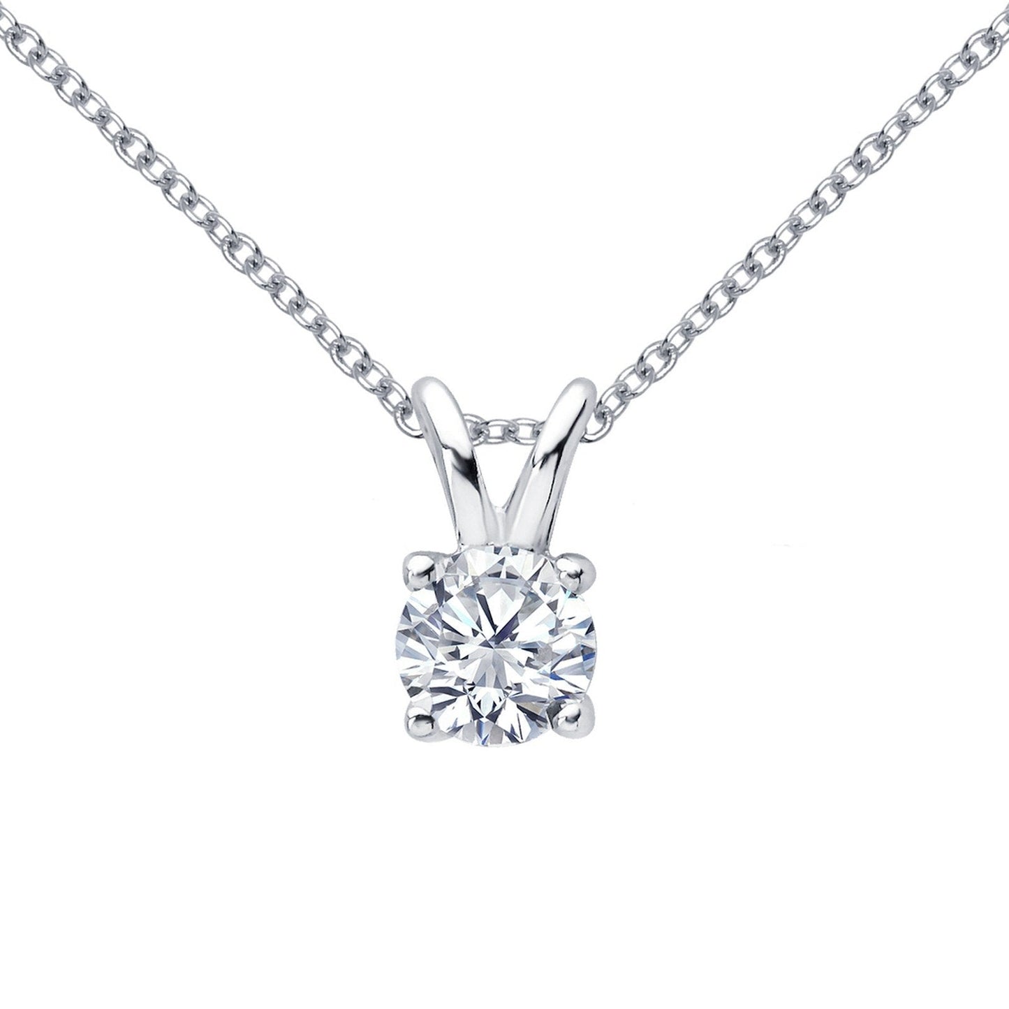 LaFonn Platinum Simulated Diamond  6.50mm Round, Approx. 1.03 CTW NECKLACES 1 CTW Solitaire Necklace