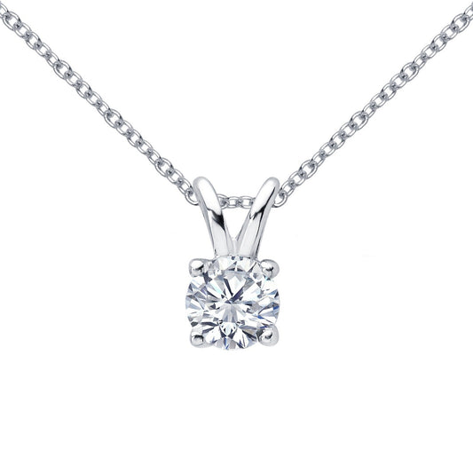 LaFonn Platinum Simulated Diamond  6.50mm Round, Approx. 1.03 CTW NECKLACES 1 CTW Solitaire Necklace