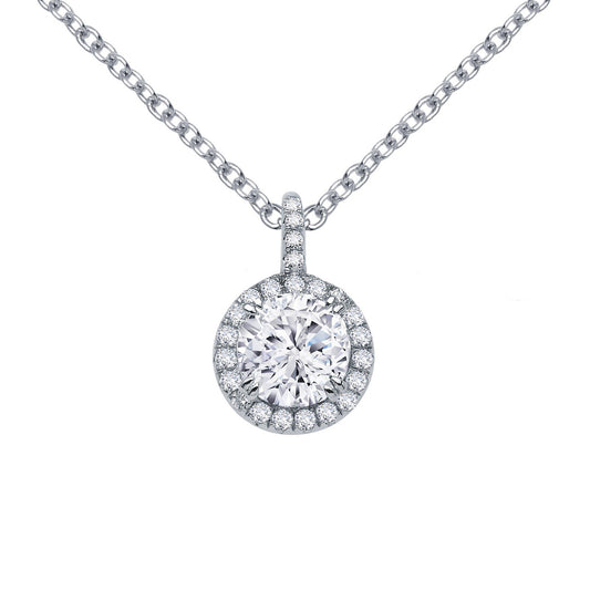 LaFonn Platinum Simulated Diamond  6.00mm Round, Approx. 0.84 CTW NECKLACES 1.05 CTW Halo Necklace