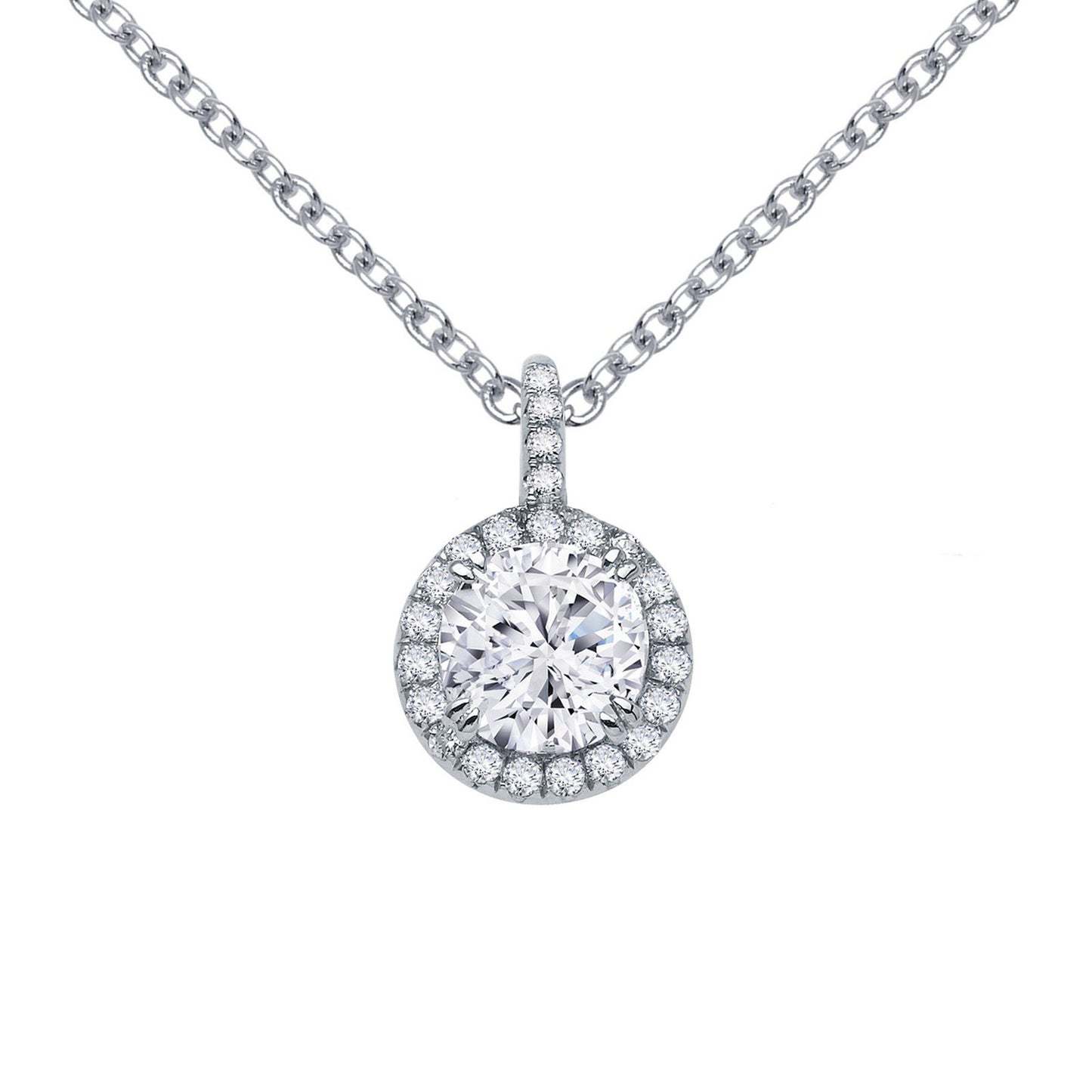 Load image into Gallery viewer, LaFonn Platinum Simulated Diamond  6.00mm Round, Approx. 0.84 CTW NECKLACES 1.05 CTW Halo Necklace
