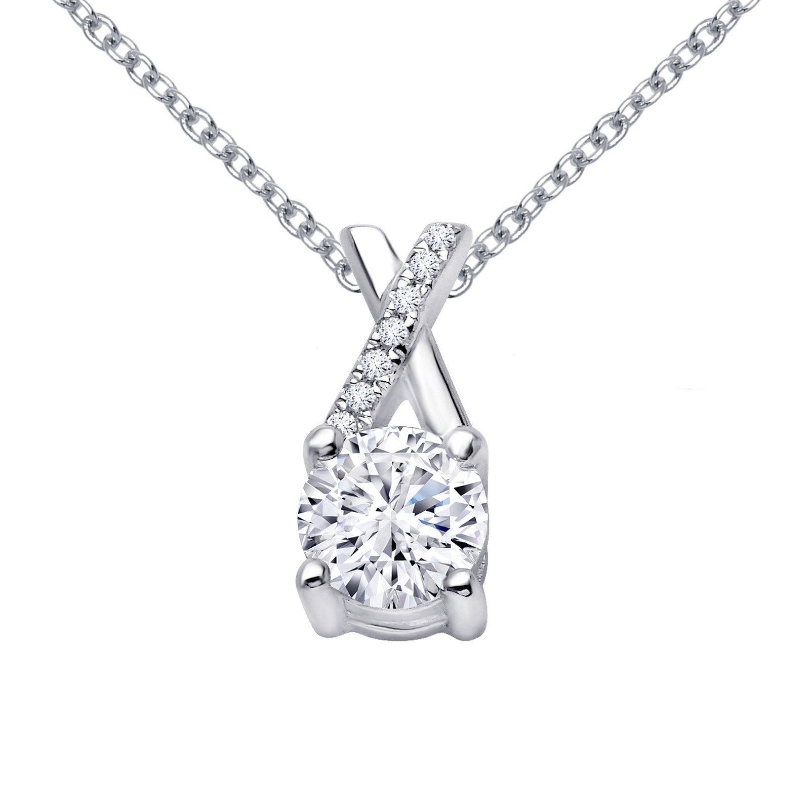 LaFonn Platinum Simulated Diamond  6.50mm Round, Approx. 1.03 CTW NECKLACES 1.1 CTW Kiss X Necklace