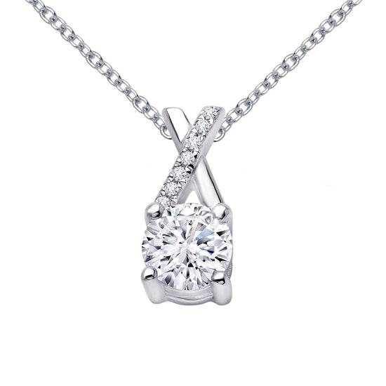 Load image into Gallery viewer, LaFonn Platinum Simulated Diamond  6.50mm Round, Approx. 1.03 CTW NECKLACES 1.1 CTW Kiss X Necklace
