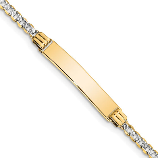 Quality Gold 14k with Rhodium Pavé Curb ID Bracelet Gold     