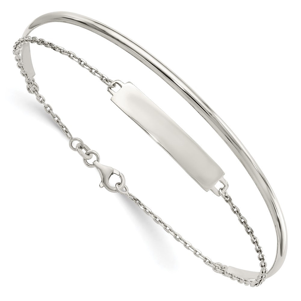 Quality Gold Sterling Silver Polished ID Bangle Sterling Silver