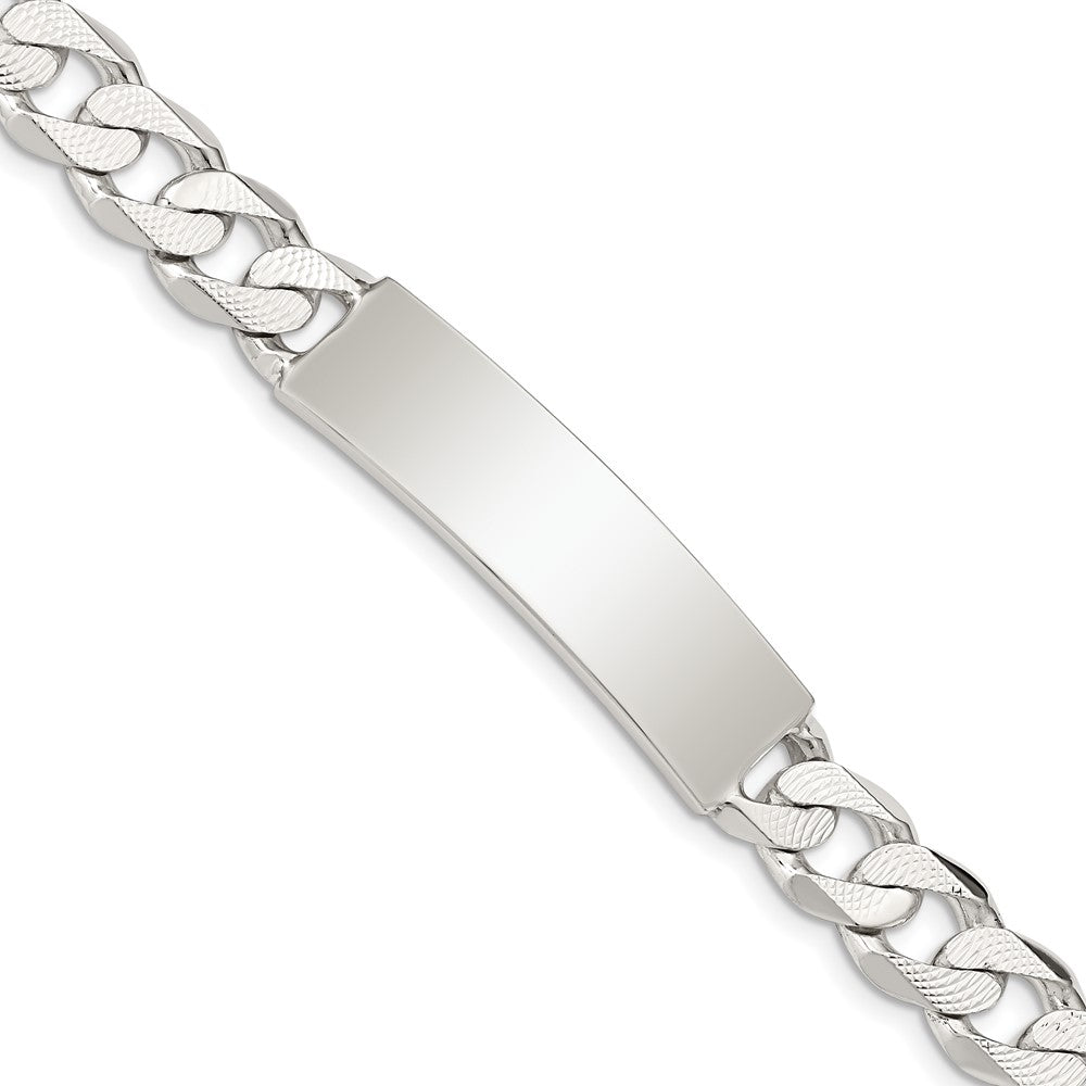 Quality Gold Sterling Silver Polished Engraveable Patterned Curb Link ID Bracelet Sterling Silver                                   