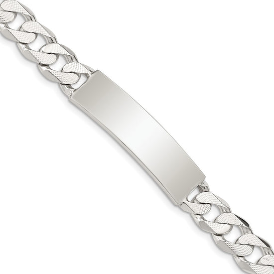 Load image into Gallery viewer, Quality Gold Sterling Silver Polished Engraveable Patterned Curb Link ID Bracelet Sterling Silver                                   
