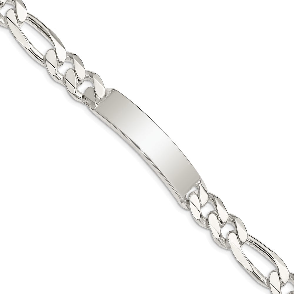 Quality Gold Sterling Silver Figaro Link ID Bracelet Sterling Silver                                   