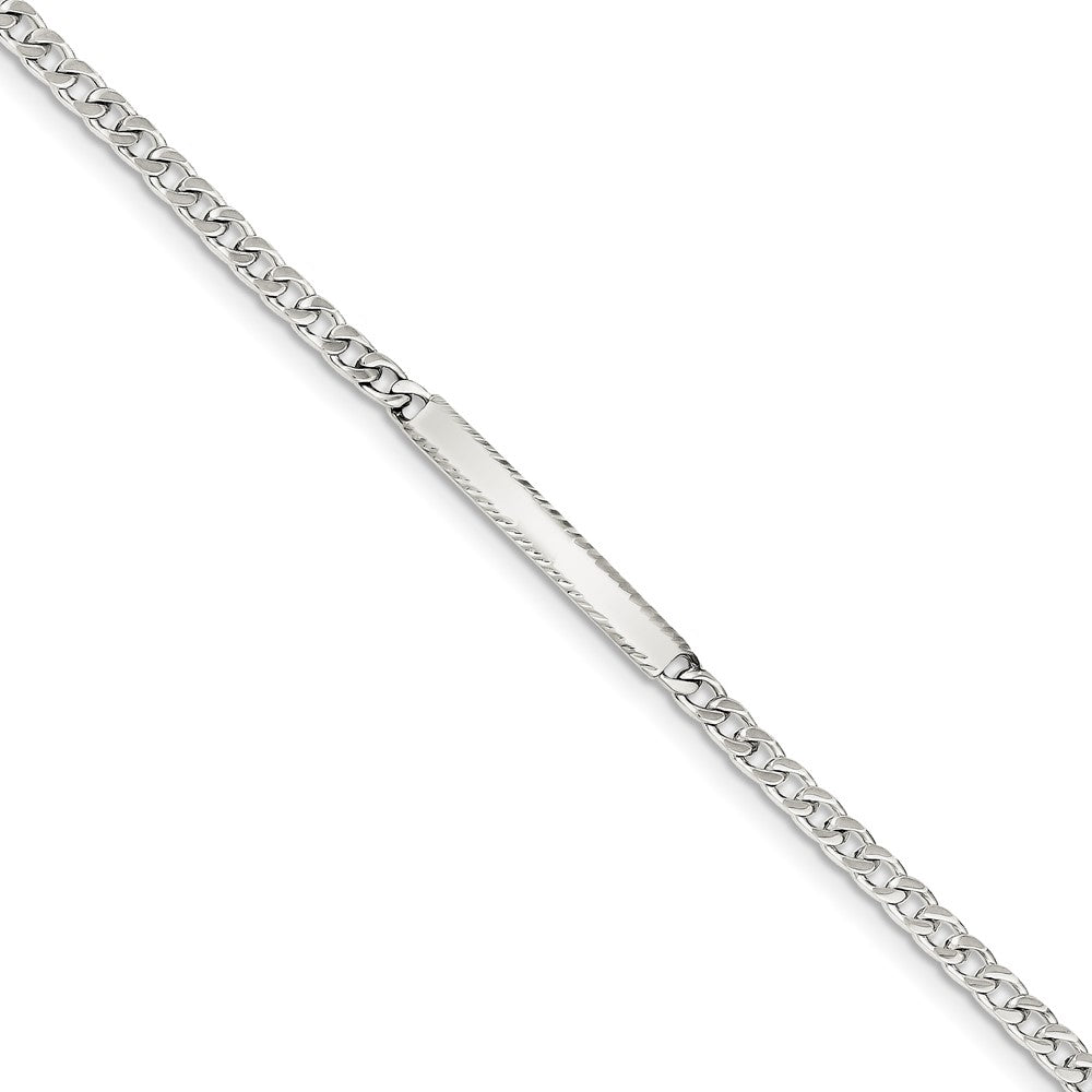 Quality Gold Sterling Silver Diamond-cut Engraveable Curb Link ID Bracelet Sterling Silver                                   