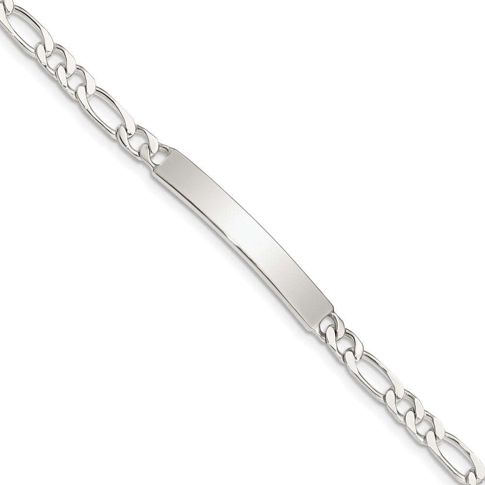 Quality Gold Sterling Silver 7inch Engraveable Figaro Link ID Bracelet Sterling Silver                                   