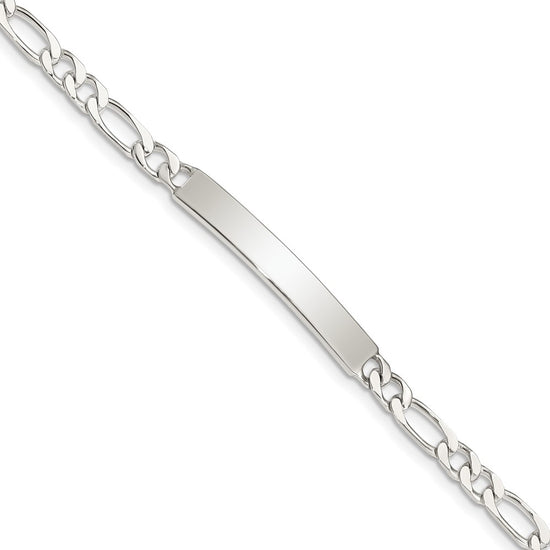 Load image into Gallery viewer, Quality Gold Sterling Silver 8inch Polished Engraveable Figaro Link ID Bracelet Sterling Silver                                   
