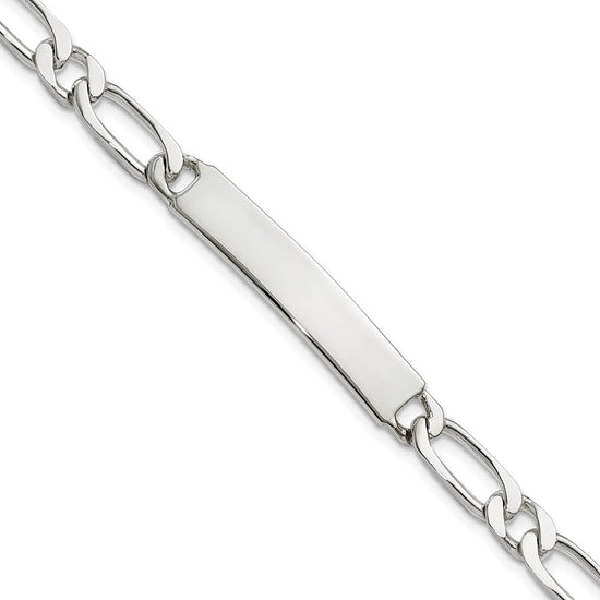 Load image into Gallery viewer, Quality Gold Sterling Silver Polished Engravable Figaro Link ID Bracelet Sterling Silver                                   
