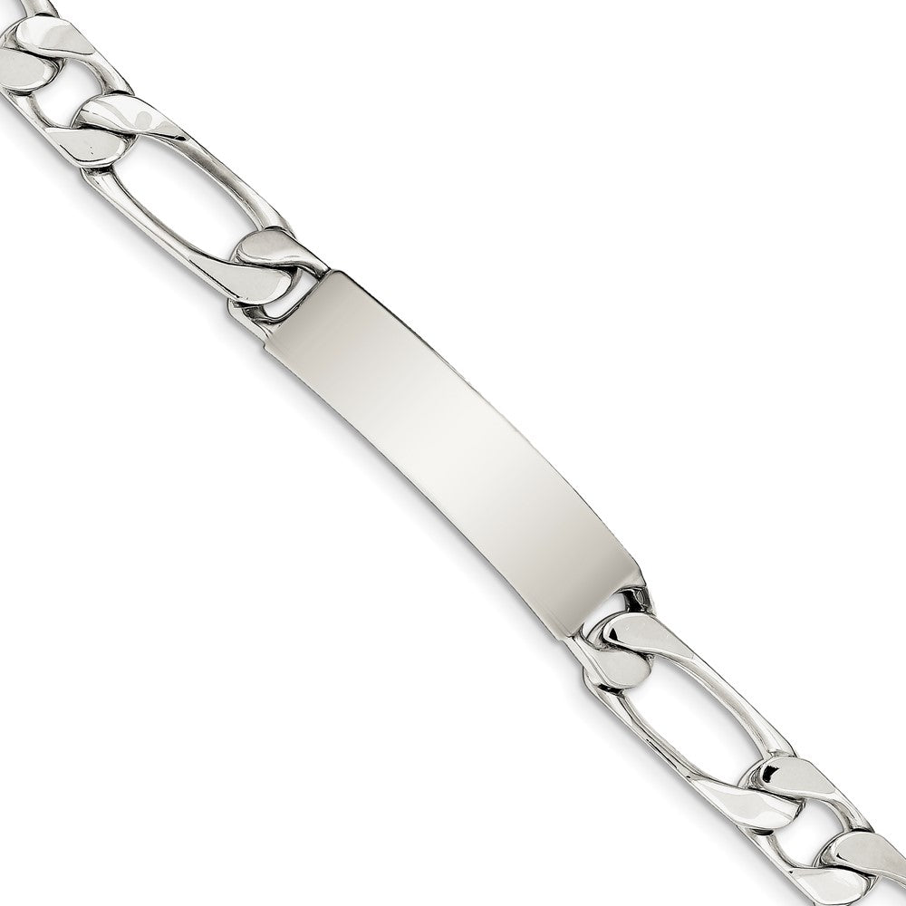 Quality Gold Sterling Silver 7.5inch Polished Engraveable 1 Figaro Link ID Bracelet Sterling Silver                                   