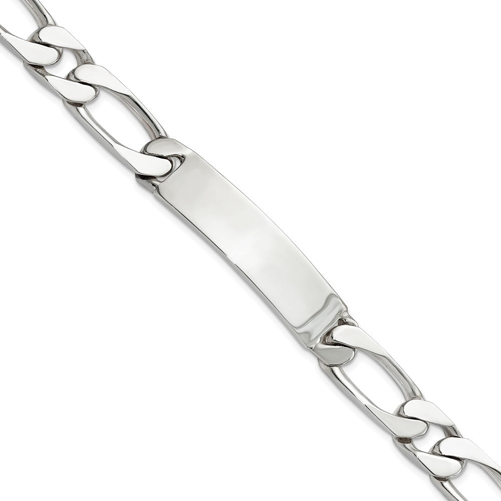 Quality Gold Sterling Silver Polished Figaro Link ID Bracelet Sterling Silver                                   