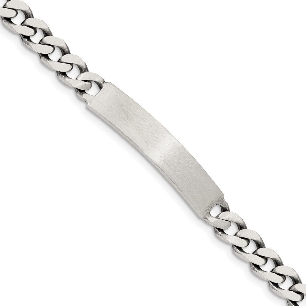 Quality Gold Sterling Silver 8inch Engraveable Antiqued Curb Link ID Bracelet Sterling Silver                                   