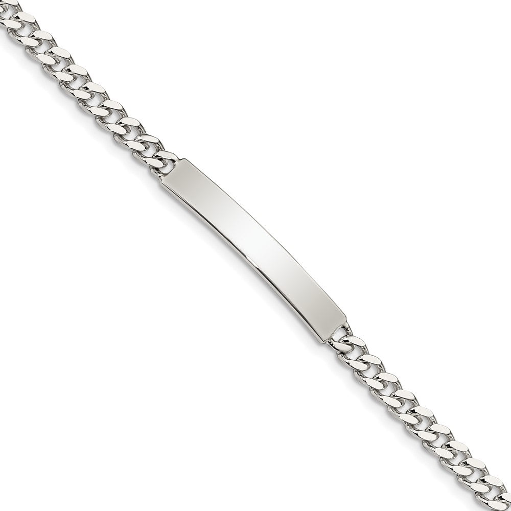 Quality Gold Sterling Silver 8inch Polished Engraveable Curb Link ID Bracelet Sterling Silver                                   