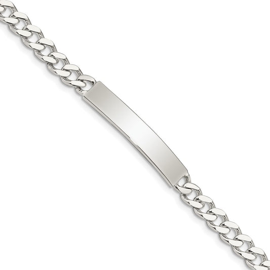 Quality Gold Sterling Silver 8inch Polished Engraveable Curb Link ID Bracelet Sterling Silver                                   