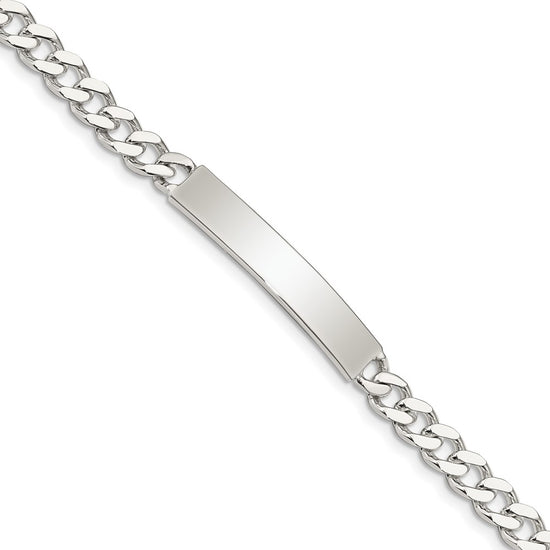 Quality Gold Sterling Silver Polished Engraveable Curb Link ID Bracelet Sterling Silver                                   