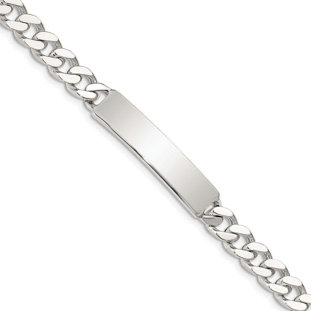 Quality Gold Sterling Silver 8inch Polished Engraveable Curb Link ID Bracelet Sterling Silver                                   