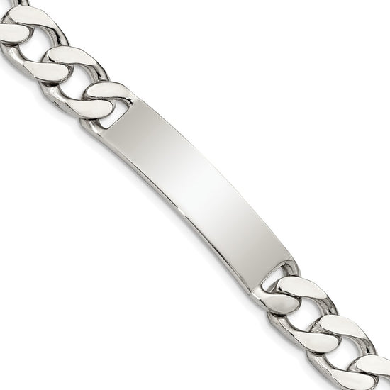 Quality Gold Sterling Silver 8.5inch Polished Engraveable Curb Link ID Bracelet Sterling Silver                                   