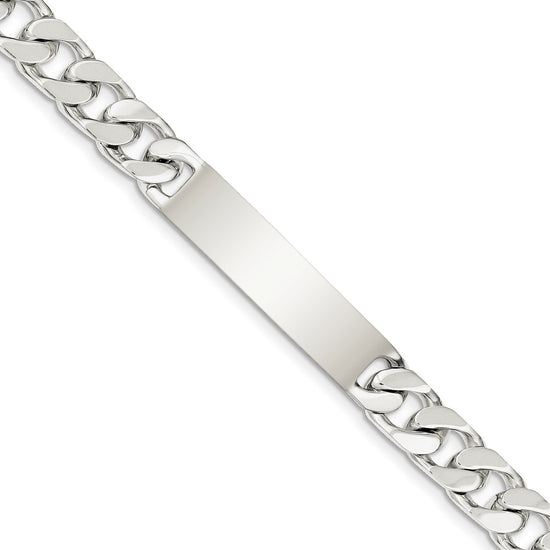 Quality Gold Sterling Silver Rhodium-plated Engraveable Curb Link ID Bracelet Sterling Silver