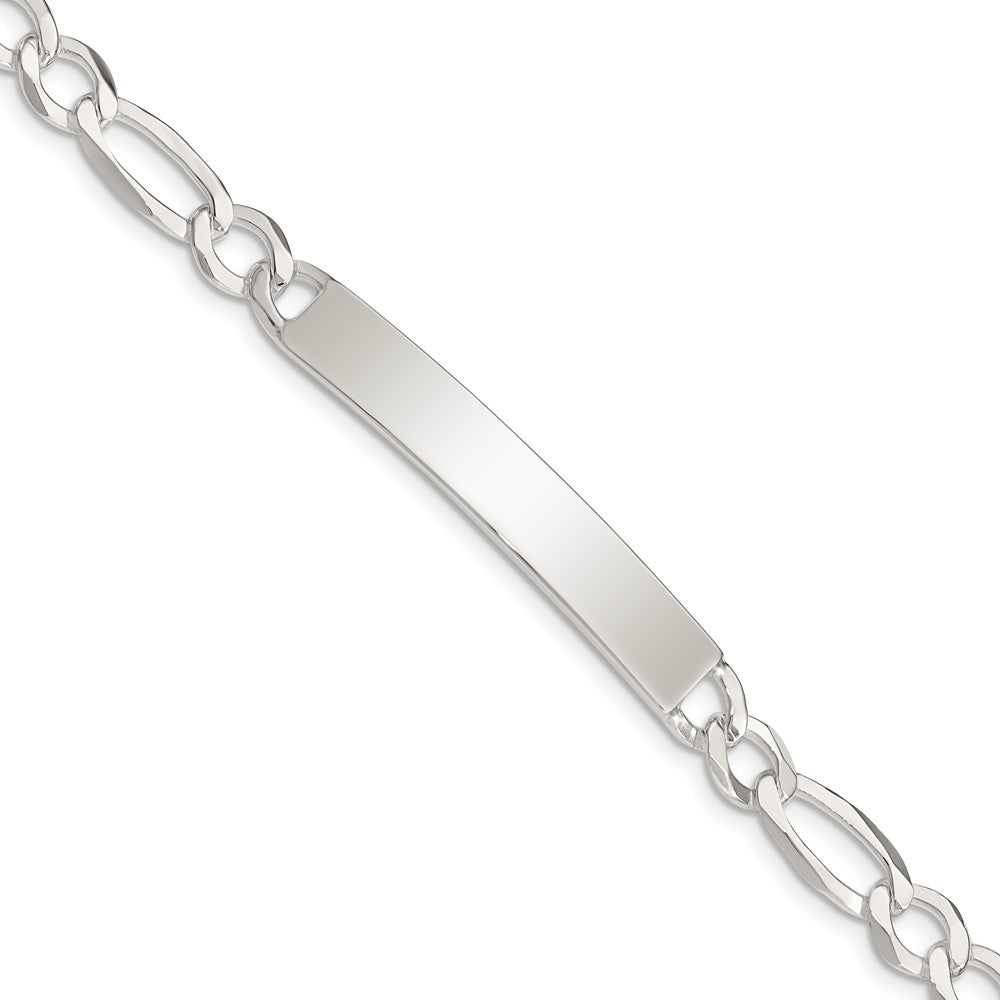 Quality Gold Sterling Silver Figaro Link ID Bracelet Sterling Silver                                   