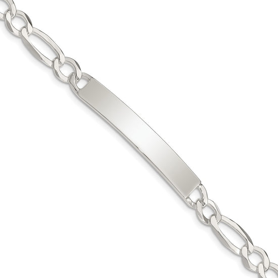 Load image into Gallery viewer, Quality Gold Sterling Silver Figaro Link ID Bracelet Sterling Silver                                   

