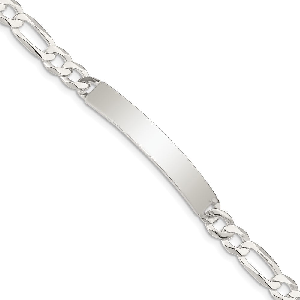 Quality Gold Sterling Silver Figaro Link ID Bracelet Sterling Silver                                   