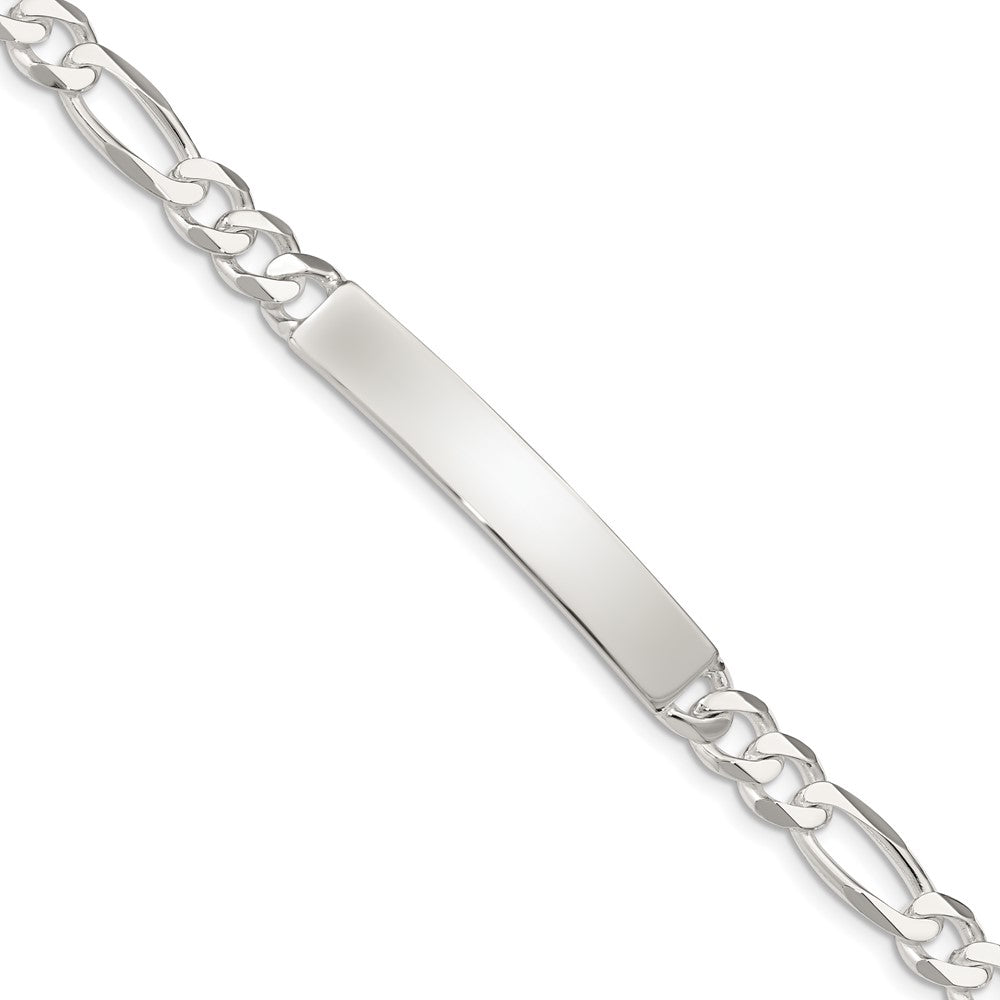 Quality Gold Sterling Silver Figaro Link ID Bracelet Sterling Silver                                   