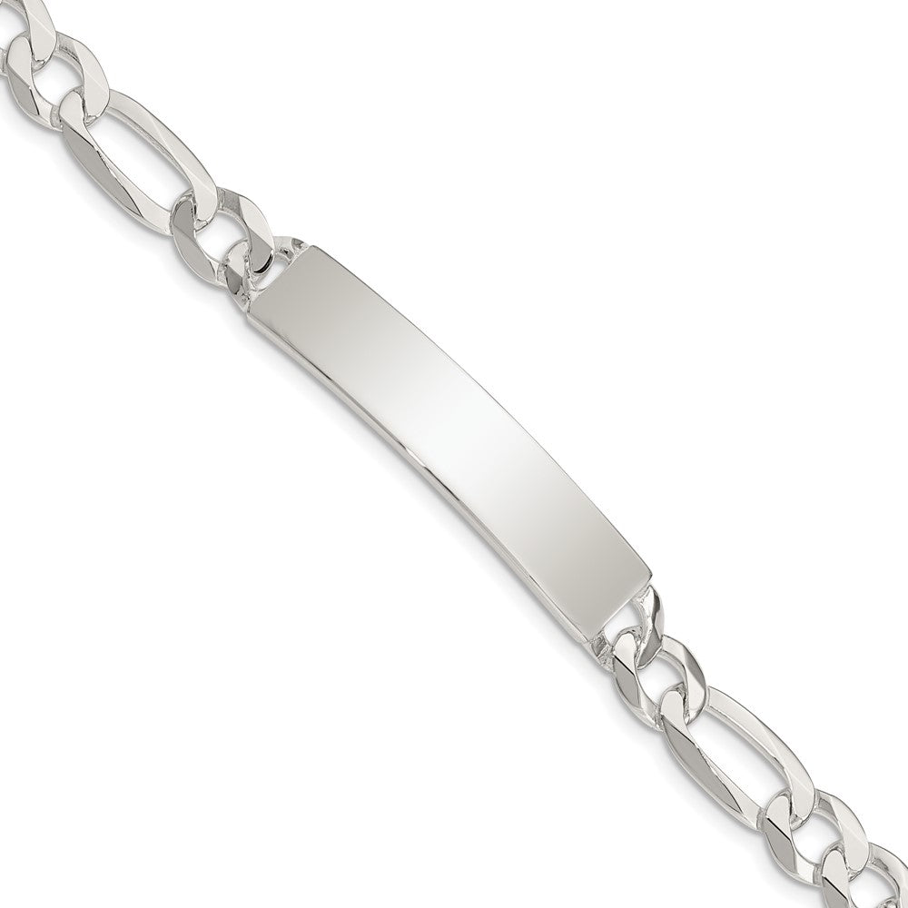 Quality Gold Sterling Silver Figaro Link ID Bracelet Sterling Silver                                   