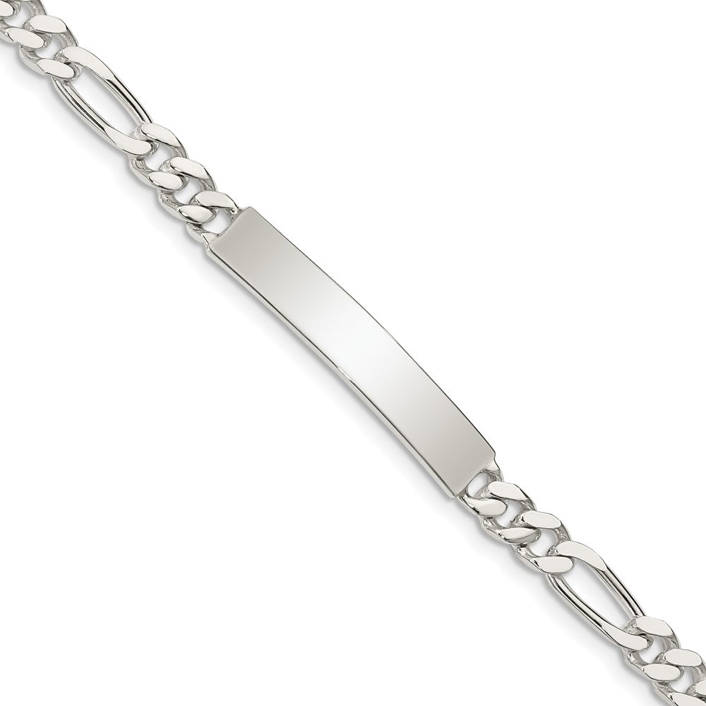 Load image into Gallery viewer, Quality Gold Sterling Silver Polished Engraveable Figaro Link ID Bracelet Sterling Silver                                   
