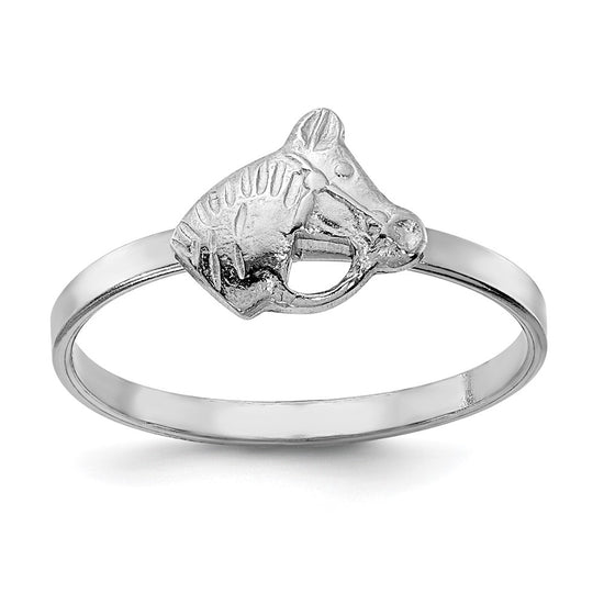 Quality Gold Sterling Silver RH Plated Child's Polished Horse Ring Sterling Silver